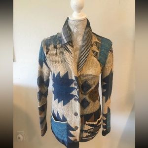 RALPH LAUREN Denim Supply POLO Aztec tribal patchwork Cardigan Sweater